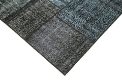 Kirk Yama Black Patchwork Cotton Wool Handmade Area Rug 5'7'' x 8'1''