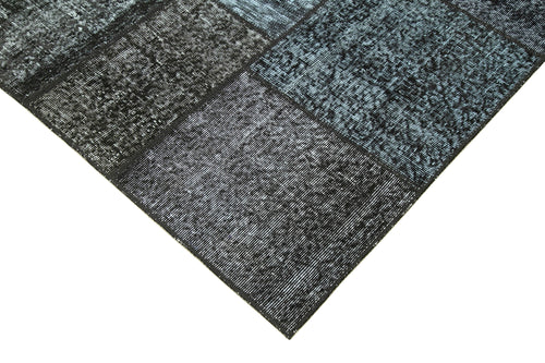 Kirk Yama Black Patchwork Cotton Wool Handmade Area Rug 5'7'' x 8'1''