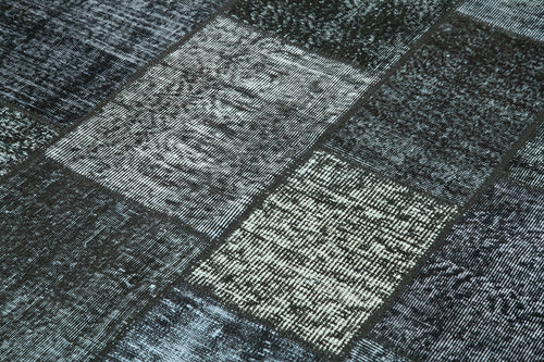 Kirk Yama Black Patchwork Cotton Wool Handmade Area Rug 5'7'' x 8'1''