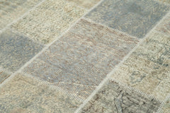Handmade Area Rug – Grey Patchwork Cotton Wool Turkish Vintage Carpet 5'8''x8'