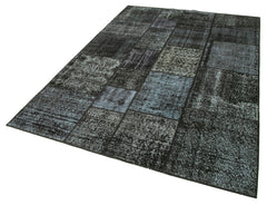Kirk Yama Black Patchwork Cotton Wool Handmade Area Rug 5'7'' x 7'10''