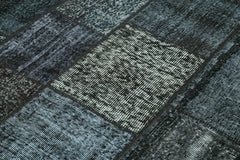 Kirk Yama Black Patchwork Cotton Wool Handmade Area Rug 5'7'' x 7'10''