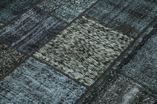 Kirk Yama Black Patchwork Cotton Wool Handmade Area Rug 5'7'' x 7'10''