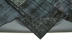Kirk Yama Black Patchwork Cotton Wool Handmade Area Rug 5'7'' x 7'10''