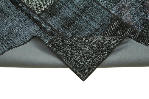 Kirk Yama Black Patchwork Cotton Wool Handmade Area Rug 5'7'' x 7'10''