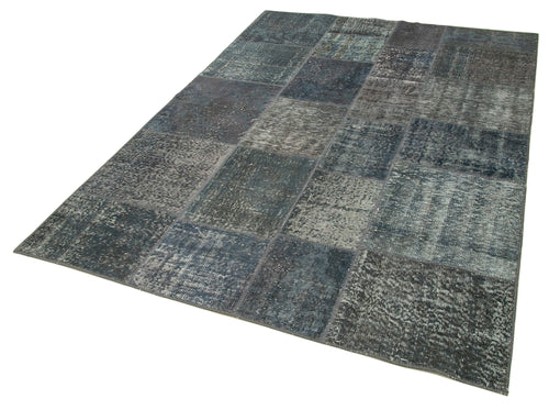 Kirk Yama Grey Patchwork Cotton Wool Handmade Area Rug 5'7'' x 7'11''
