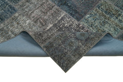 Kirk Yama Grey Patchwork Cotton Wool Handmade Area Rug 5'7'' x 7'11''