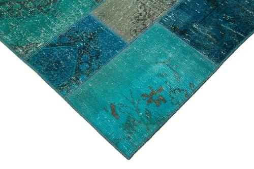 Kirk Yama Turquoise Patchwork Cotton Wool Handmade Area Rug 5'7'' x 7'11''