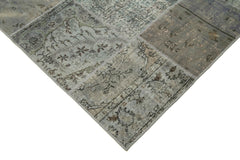 Handmade Area Rug - Kirk Yama Grey Patchwork Cotton Wool Carpet 5'8''x8'
