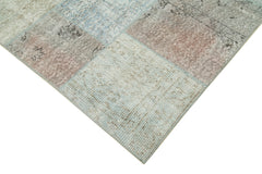 Kirk Yama Blue Patchwork Cotton Wool Handmade Area Rug 5'7'' x 7'11''