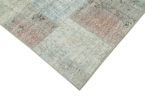 Kirk Yama Blue Patchwork Cotton Wool Handmade Area Rug 5'7'' x 7'11''