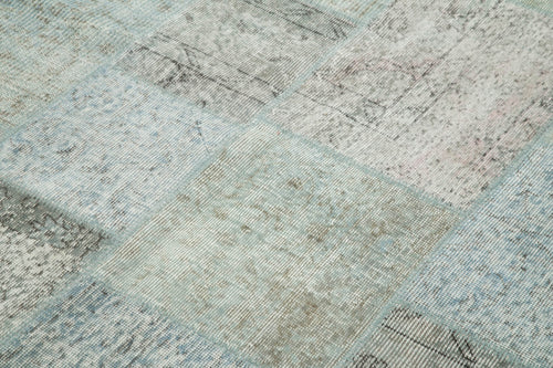 Kirk Yama Blue Patchwork Cotton Wool Handmade Area Rug 5'7'' x 7'11''