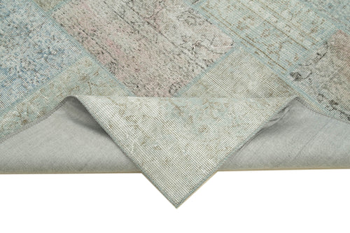 Kirk Yama Blue Patchwork Cotton Wool Handmade Area Rug 5'7'' x 7'11''