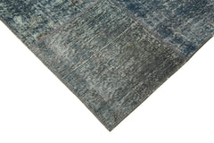 Handmade Area Rug – Grey Patchwork Carpet | Vintage Handwoven Cotton Wool Rug
