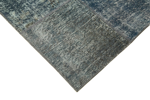 Handmade Area Rug – Grey Patchwork Carpet | Vintage Handwoven Cotton Wool Rug