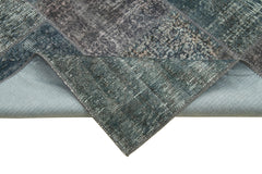 Handmade Area Rug – Grey Patchwork Carpet | Vintage Handwoven Cotton Wool Rug