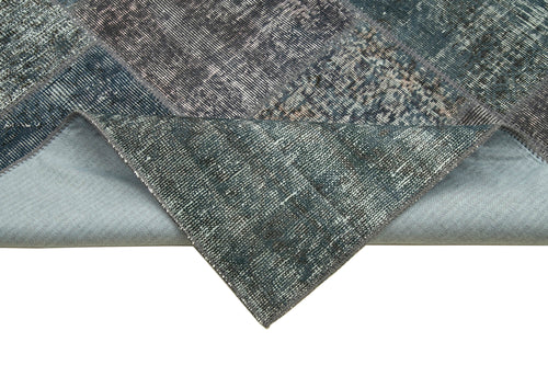 Handmade Area Rug – Grey Patchwork Carpet | Vintage Handwoven Cotton Wool Rug