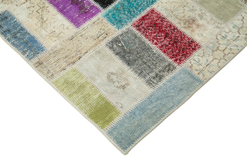 Kirk Yama Pink Patchwork Cotton Wool Handmade Area Rug 5'10'' x 8'1''