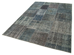 Kirk Yama Grey Patchwork Cotton Wool Handmade Area Rug 5'7'' x 7'11''