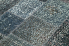 Kirk Yama Grey Patchwork Cotton Wool Handmade Area Rug 5'7'' x 7'11''