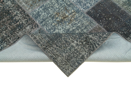Kirk Yama Grey Patchwork Cotton Wool Handmade Area Rug 5'7'' x 7'11''