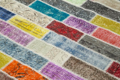 Kirk Yama Pink Patchwork Cotton Wool Handmade Area Rug 5'8'' x 7'7''