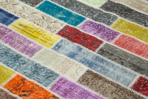 Kirk Yama Pink Patchwork Cotton Wool Handmade Area Rug 5'8'' x 7'7''