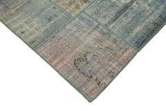 Kirk Yama Blue Patchwork Cotton Wool Handmade Area Rug 5'9'' x 8'0''