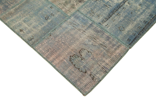 Kirk Yama Blue Patchwork Cotton Wool Handmade Area Rug 5'9'' x 8'0''