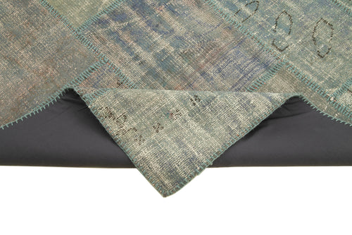 Kirk Yama Blue Patchwork Cotton Wool Handmade Area Rug 5'9'' x 8'0''