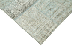 Handmade Area Rug - Blue Patchwork Cotton Wool Carpet, Vintage Turkish Design 5'7''x7'10''
