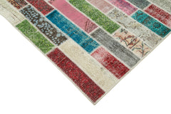 Kirk Yama Pink Patchwork Cotton Wool Handmade Area Rug 5'8'' x 7'6''
