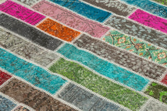 Kirk Yama Pink Patchwork Cotton Wool Handmade Area Rug 5'8'' x 7'6''