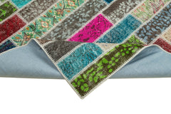 Kirk Yama Pink Patchwork Cotton Wool Handmade Area Rug 5'8'' x 7'6''