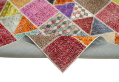 Kirk Yama Pink Patchwork Cotton Wool Handmade Area Rug 5'11'' x 7'7''
