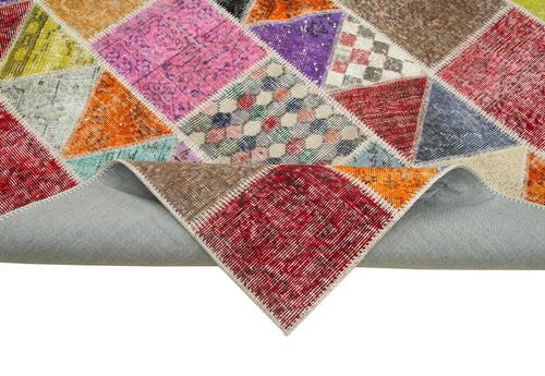 Kirk Yama Pink Patchwork Cotton Wool Handmade Area Rug 5'11'' x 7'7''