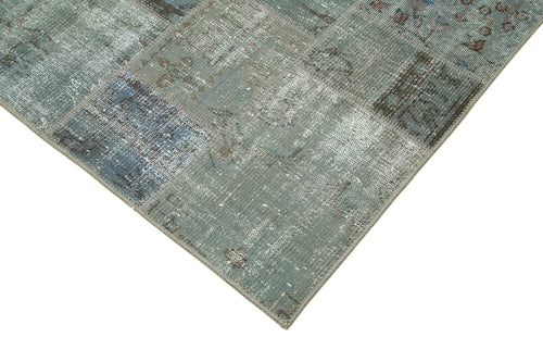 Kirk Yama Grey Patchwork Cotton Wool Handmade Area Rug 5'9'' x 7'10''