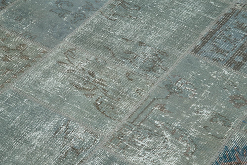 Kirk Yama Grey Patchwork Cotton Wool Handmade Area Rug 5'9'' x 7'10''