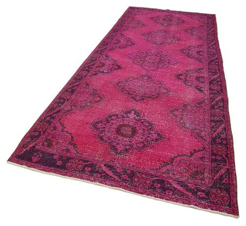 Zile Pink Vintage Cotton Wool Handmade Area Rug 4'8'' x 11'5''