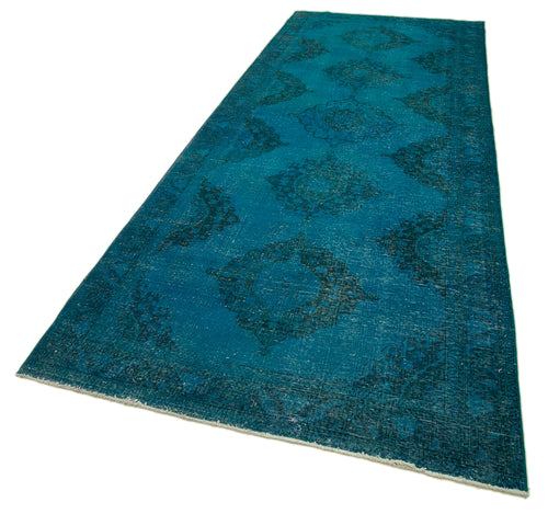 Zile Turquoise Vintage Cotton Wool Handmade Area Rug 4'9'' x 13'3''