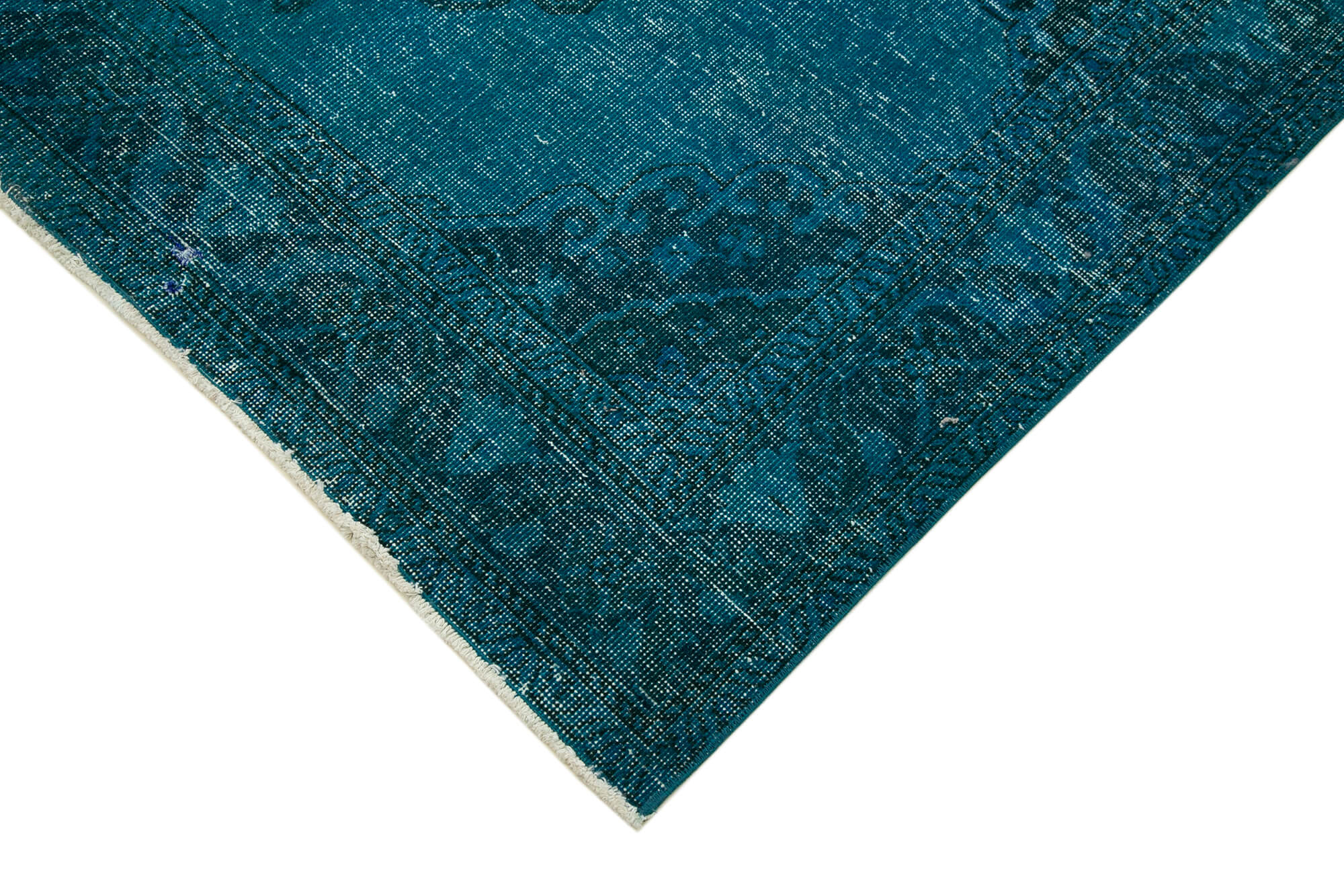 Handmade Vintage Area Rug – Turquoise Wool Rug Cotton Wool Carpet 4'9''x13'3''