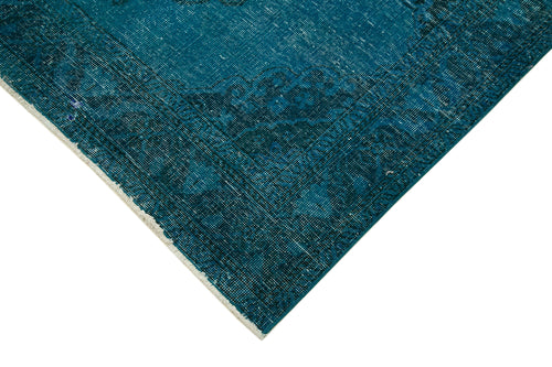 Zile Turquoise Vintage Cotton Wool Handmade Area Rug 4'9'' x 13'3''