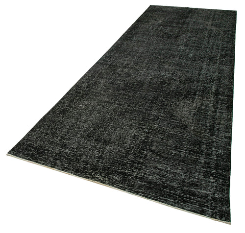Zile Black Vintage Cotton Wool Handmade Area Rug 4'8'' x 12'10''