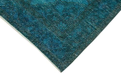 Zile Turquoise Vintage Cotton Wool Handmade Area Rug 4'11'' x 13'4''