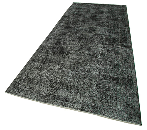 Zile Black Vintage Cotton Wool Handmade Area Rug 4'10'' x 12'5''