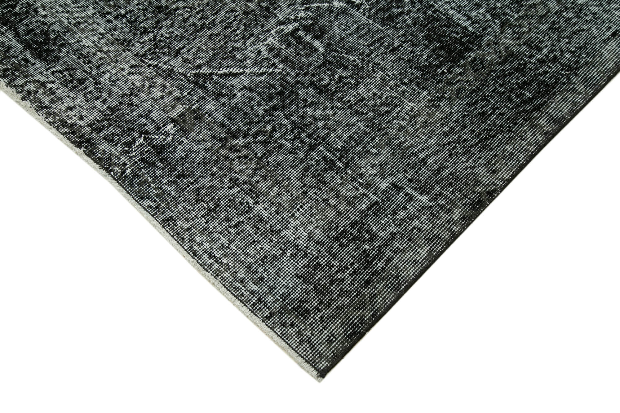 Vintage Cotton Wool Rug – Handmade Area Rug Black Turkish Wool Carpet 4'10" x 12'5"