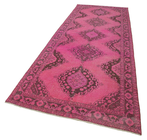 Zile Pink Vintage Cotton Wool Handmade Area Rug 4'8'' x 12'9''