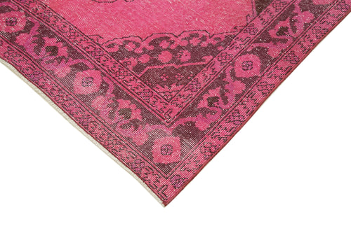 Zile Pink Vintage Cotton Wool Handmade Area Rug 4'8'' x 12'9''