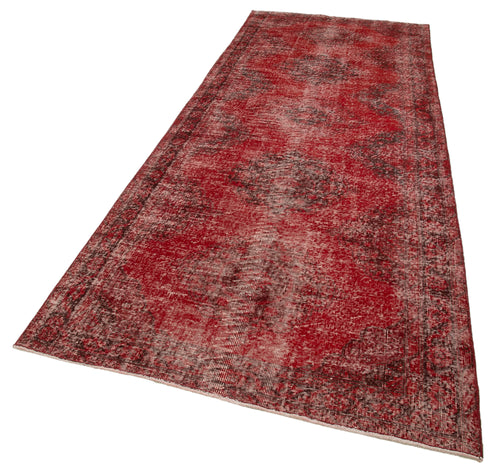 Zile Red Vintage Cotton Wool Handmade Area Rug 4'6'' x 12'8''