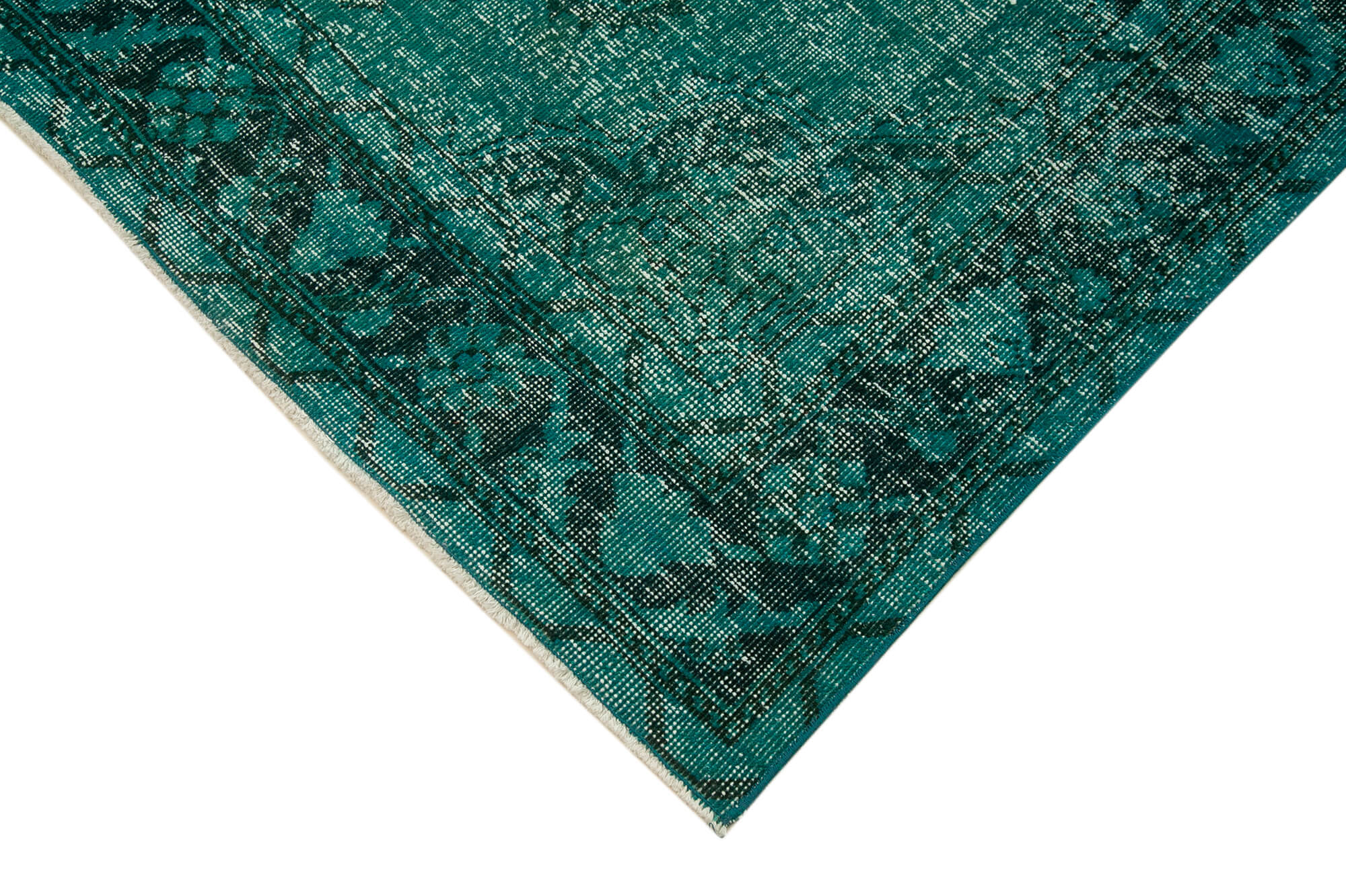 Vintage Handmade Area Rug – Turquoise Turkish Hand Knotted Cotton Wool Carpet 4'7''x13'3''